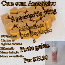 KIT CERA AROMEN COM ANESTÉSICO 500 GRAMAS E PÓS DEPILATÓRIO 60ML